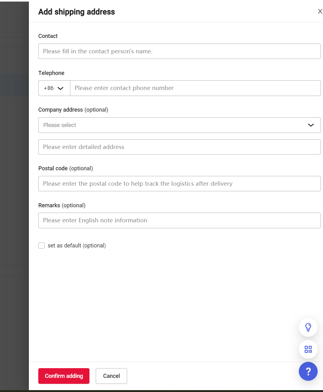Shipping Address Filling