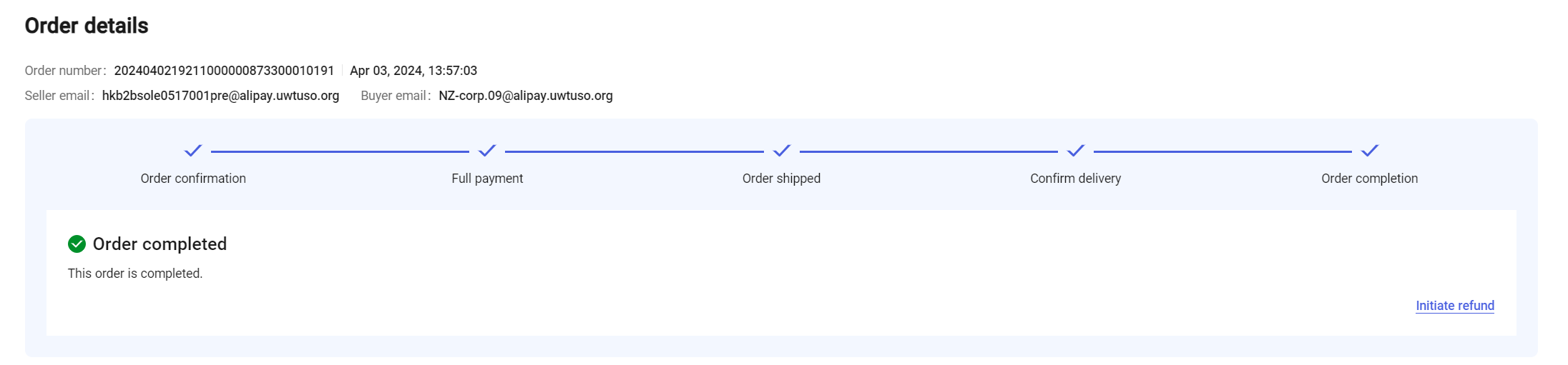 Order Completed Status