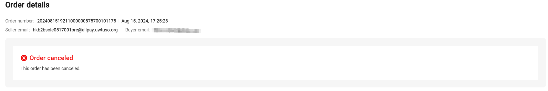 Order Cancelled Status